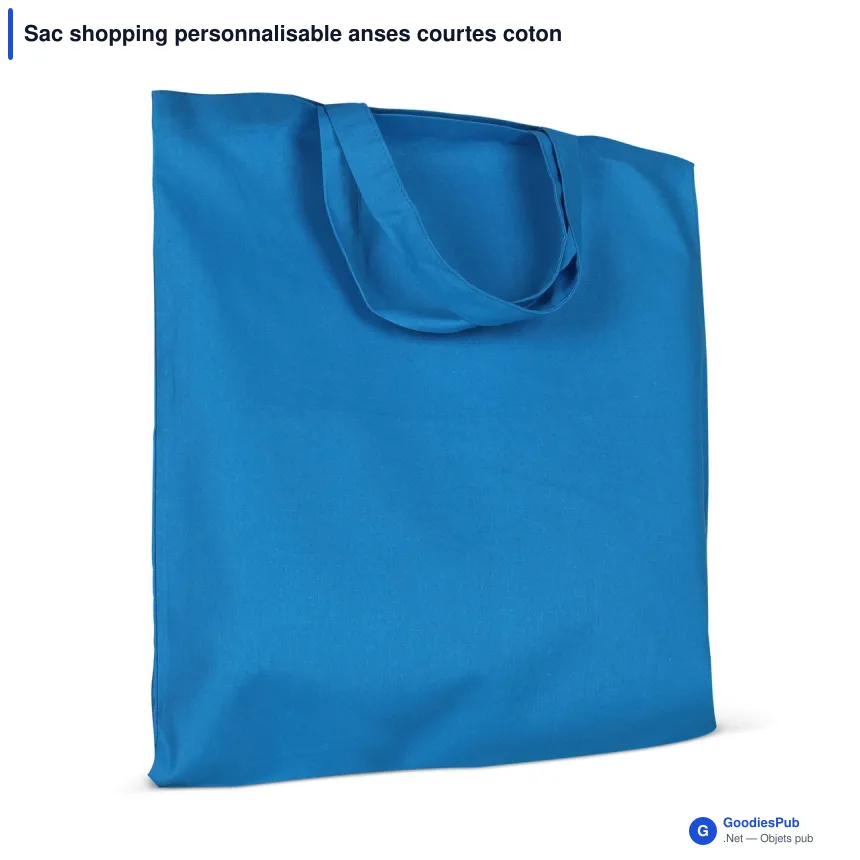 Sac shopping personnalisable anses courtes coton OEKO-TEX® 38x42 cm avec logo - Couleurs - Image 2