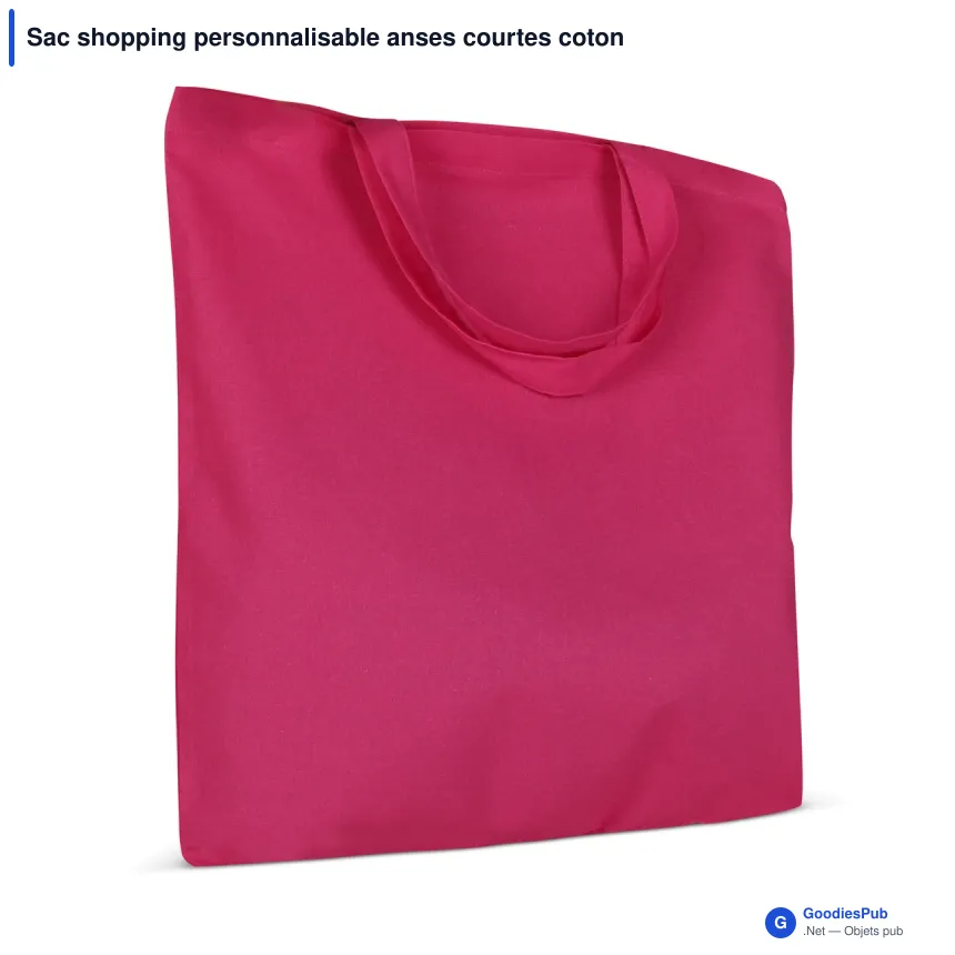 Sac shopping personnalisable anses courtes coton OEKO-TEX® 38x42 cm avec logo - Couleurs - Image 11