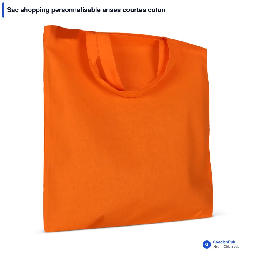 Sac shopping personnalisable anses courtes coton OEKO-TEX® 38x42 cm avec logo - Couleurs - Image 12