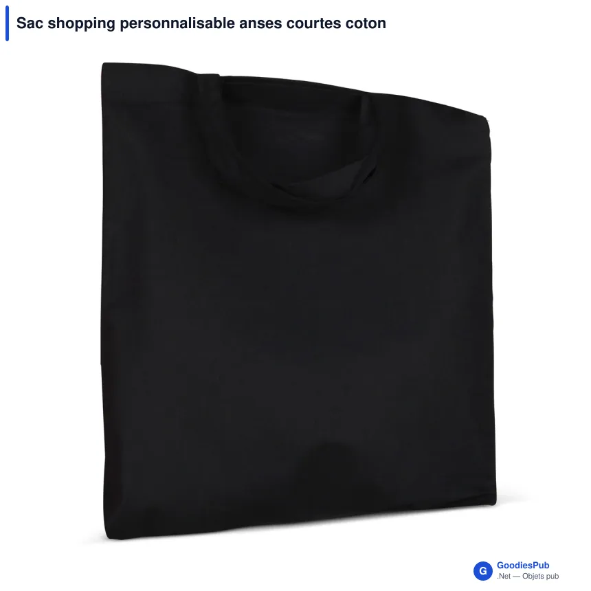 Sac shopping personnalisable anses courtes coton OEKO-TEX® 38x42 cm avec logo - Couleurs - Image 3