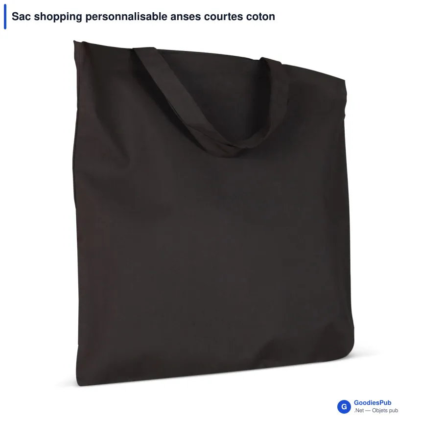 Sac shopping personnalisable anses courtes coton OEKO-TEX® 38x42 cm avec logo - Couleurs - Image 4