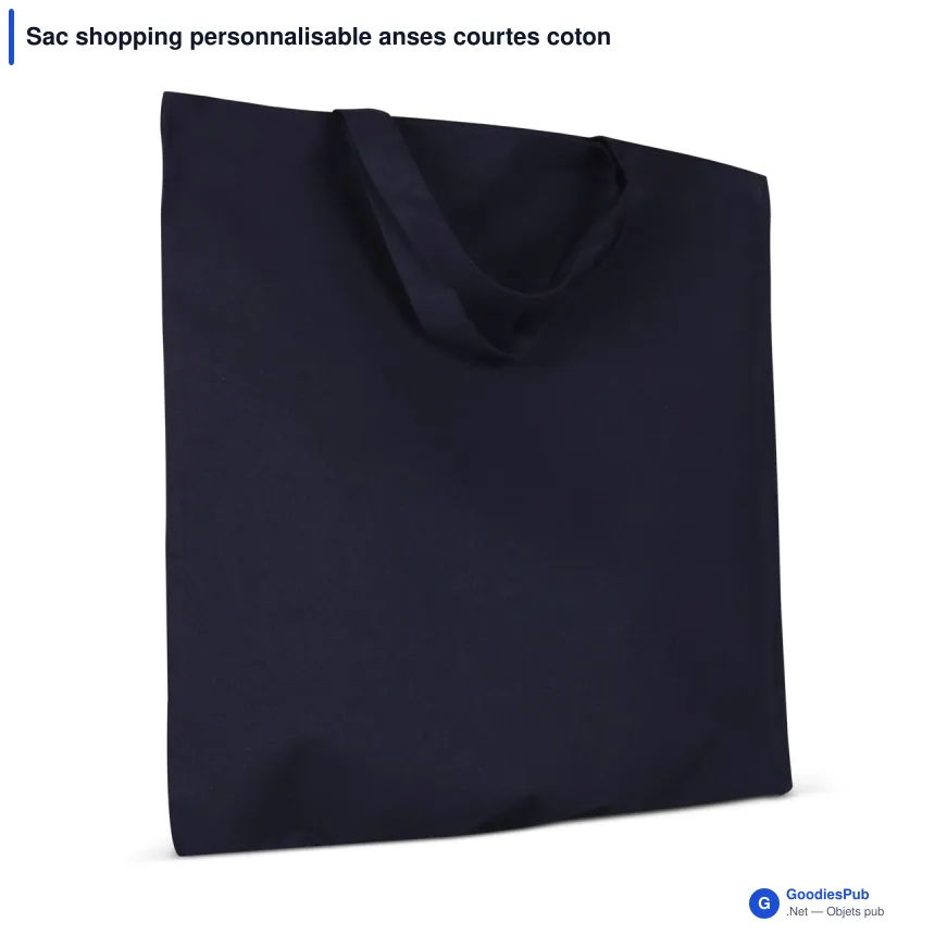 Sac shopping personnalisable anses courtes coton OEKO-TEX® 38x42 cm avec logo - Couleurs - Image 5