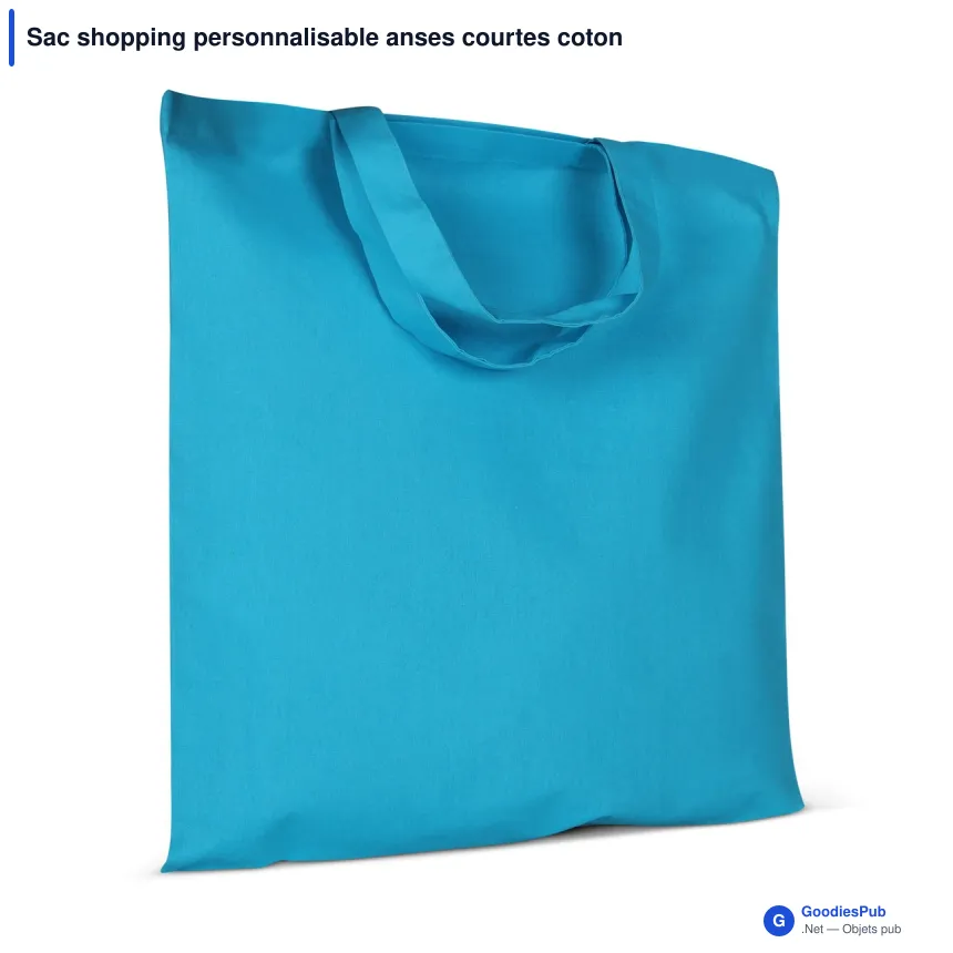 Sac shopping personnalisable anses courtes coton OEKO-TEX® 38x42 cm avec logo - Couleurs - Image 6