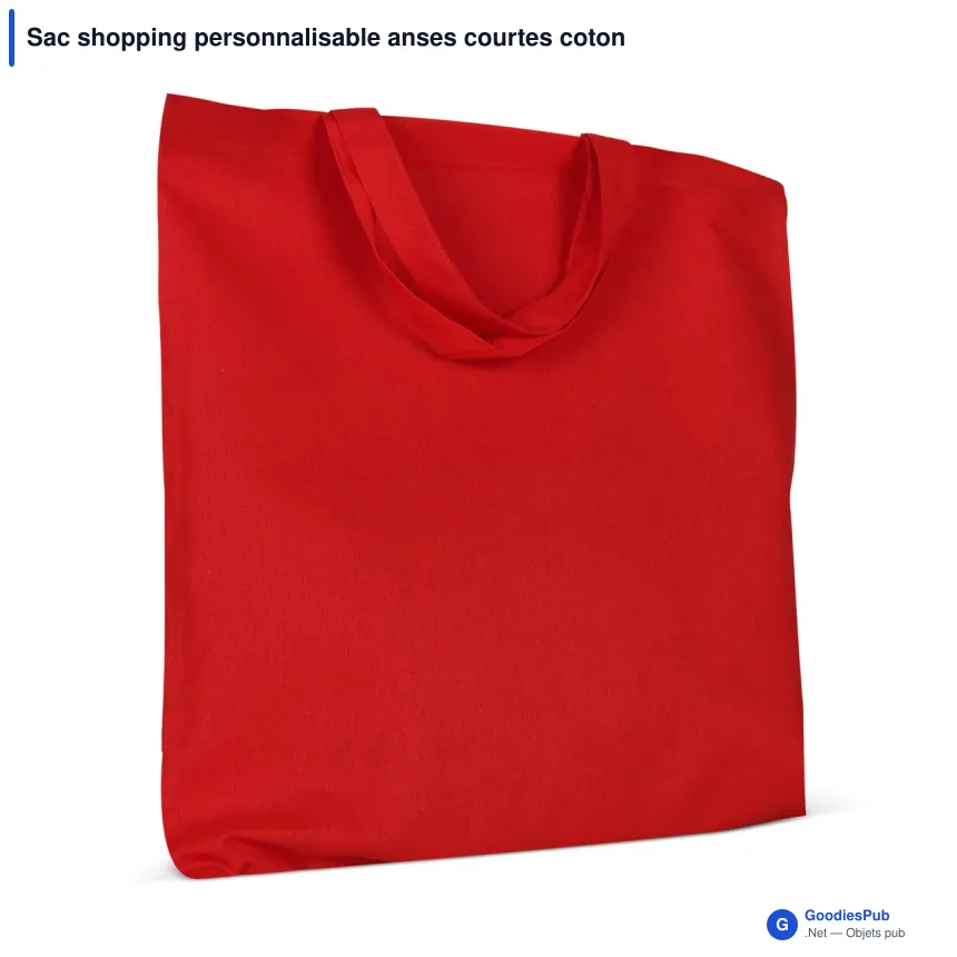 Sac shopping personnalisable anses courtes coton OEKO-TEX® 38x42 cm avec logo - Couleurs - Image 7