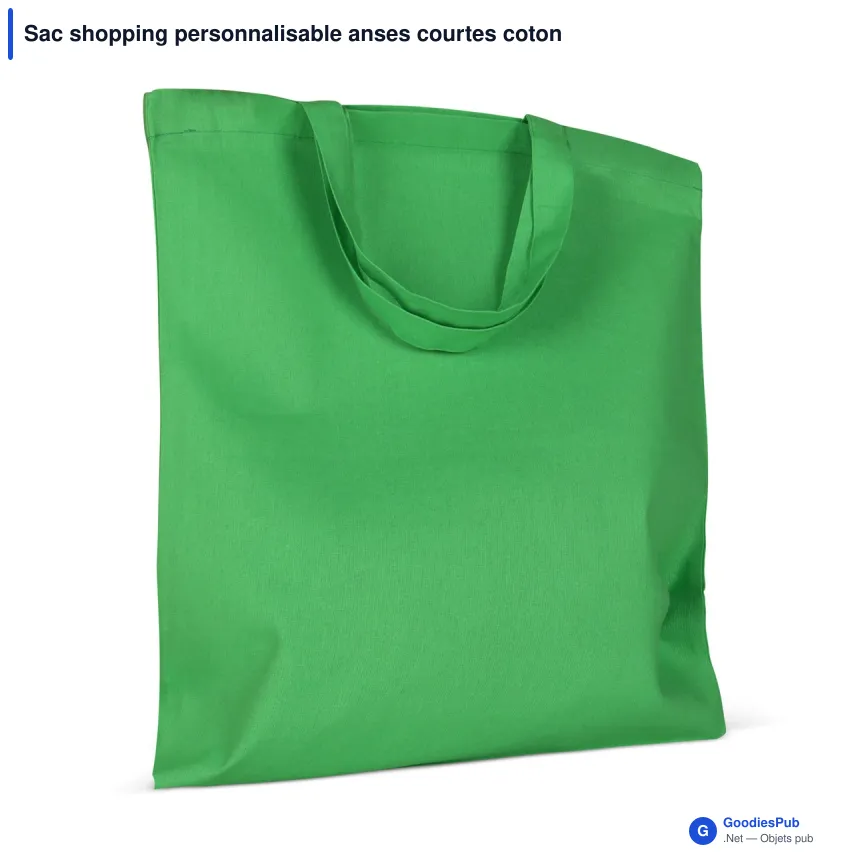 Sac shopping personnalisable anses courtes coton OEKO-TEX® 38x42 cm avec logo - Couleurs - Image 8