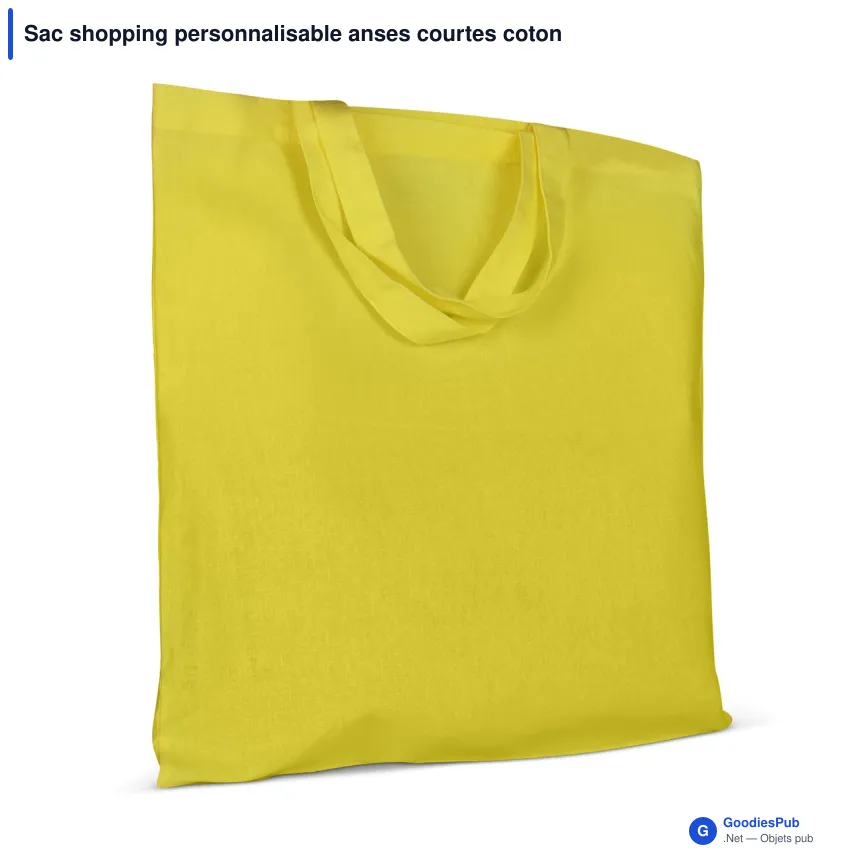Sac shopping personnalisable anses courtes coton OEKO-TEX® 38x42 cm avec logo - Couleurs - Image 9