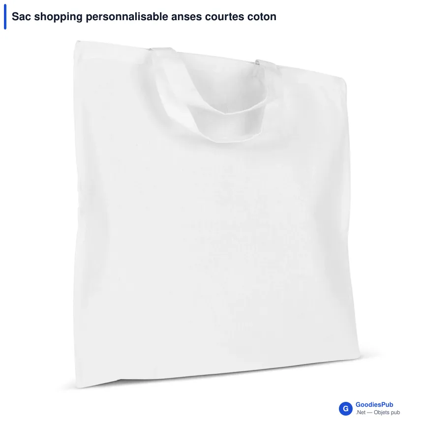Sac shopping personnalisable anses courtes coton OEKO-TEX® 38x42 cm avec logo - Couleurs - Image 10