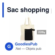 Sac shopping pliable en coton personnalisable avec logo - Arlo - Miniature 1