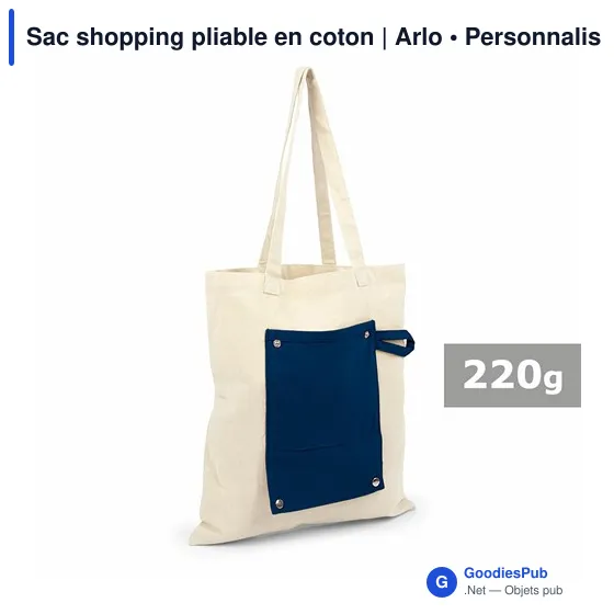 Sac shopping pliable en coton personnalisable avec logo - Arlo - Image 11
