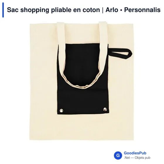 Sac shopping pliable en coton personnalisable avec logo - Arlo - Image 3