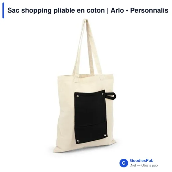 Sac shopping pliable en coton personnalisable avec logo - Arlo - Image 10