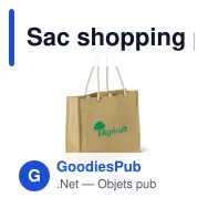 Sac shopping personnalisable en toile de jute et coton avec logo - Jute - Miniature 1