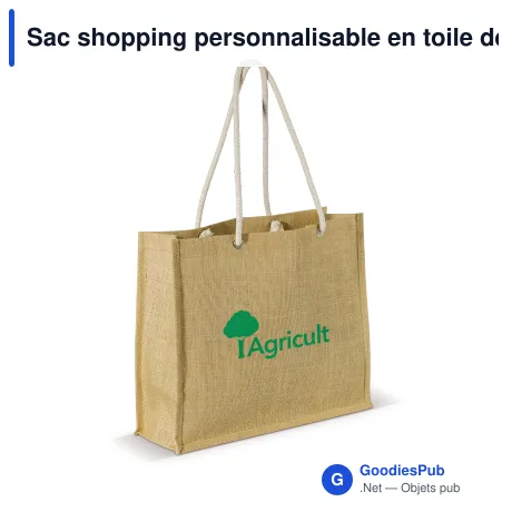 Sac shopping personnalisable en toile de jute et coton avec logo - Jute