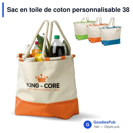 Sac en toile de coton personnalisable 380 g/m² avec logo - Coloris