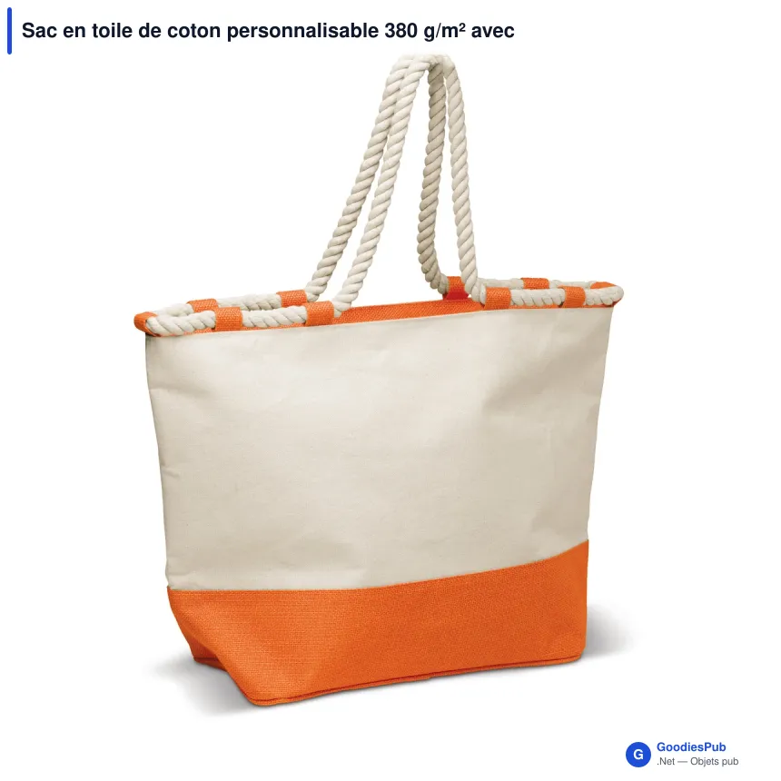 Sac en toile de coton personnalisable 380 g/m² avec logo - Coloris - Image 3