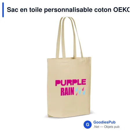 Sac en toile personnalisable coton OEKO-TEX® 280 g/m² 42x12x43 cm avec logo - Écru