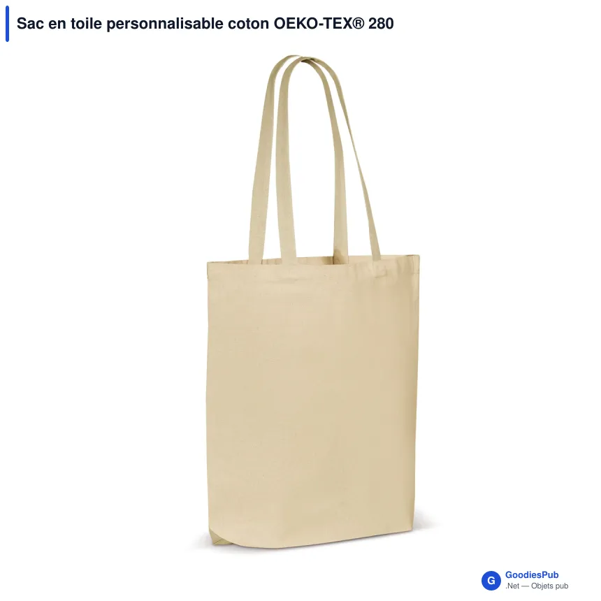 Sac en toile personnalisable coton OEKO-TEX® 280 g/m² 42x12x43 cm avec logo - Écru - Image 2