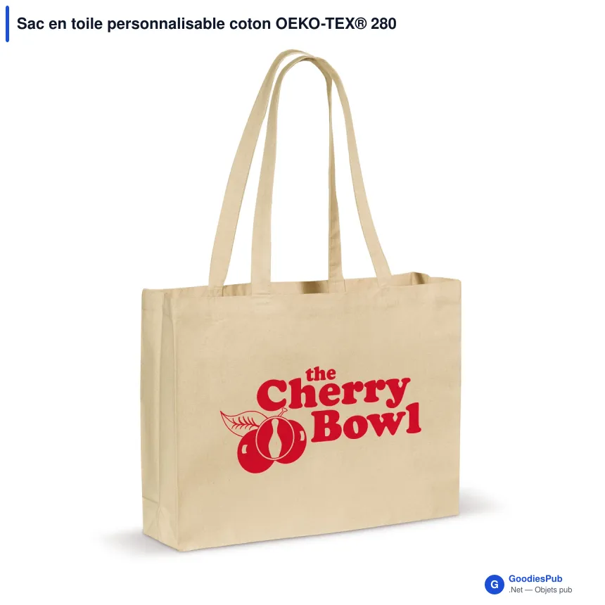 Sac en toile personnalisable coton OEKO-TEX® 280 g/m² 45x10x33 cm avec logo - Écru - Image 1