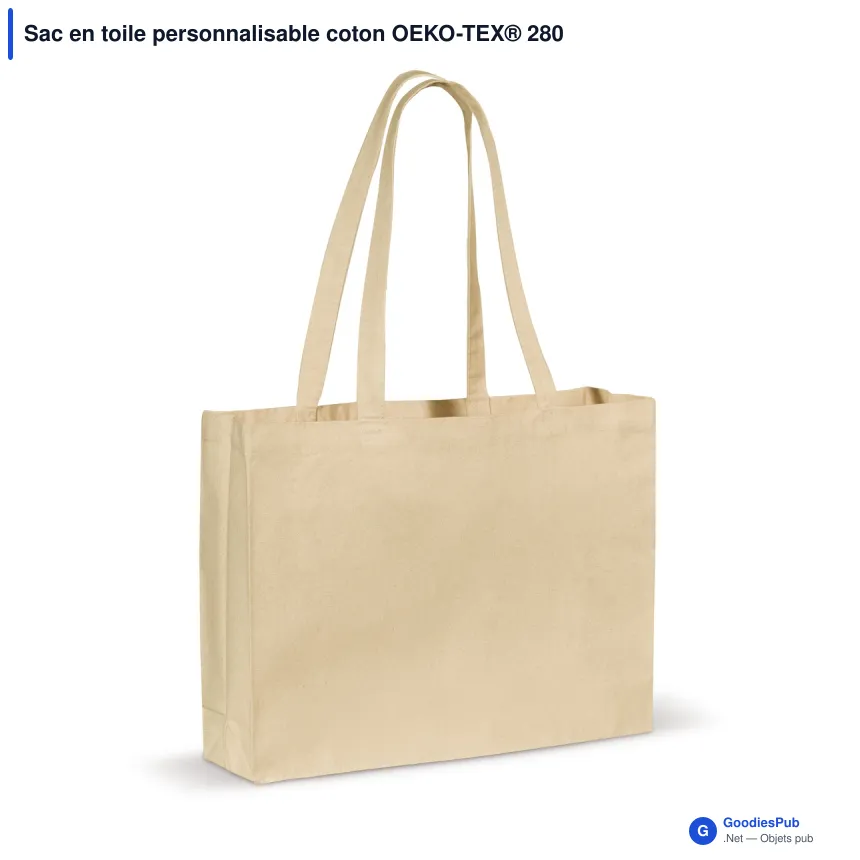 Sac en toile personnalisable coton OEKO-TEX® 280 g/m² 45x10x33 cm avec logo - Écru - Image 2