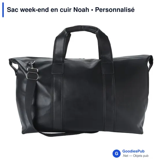 Sac week-end en cuir personnalisable avec logo - Noah - Image 1