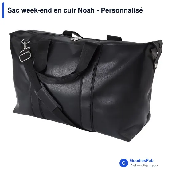 Sac week-end en cuir personnalisable avec logo - Noah - Image 2