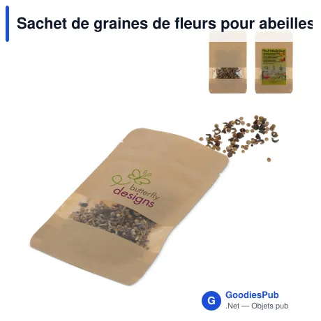 Sachet de graines de fleurs pour abeilles et papillons personnalisable avec logo - 4 g