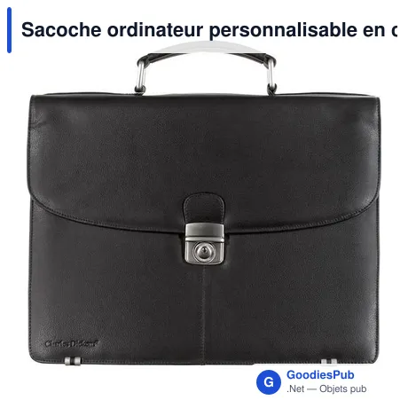Sacoche ordinateur personnalisable en cuir avec logo - Charles Dickens®