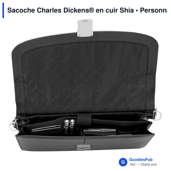 Sacoche ordinateur personnalisable en cuir avec logo - Charles Dickens® - Image 4