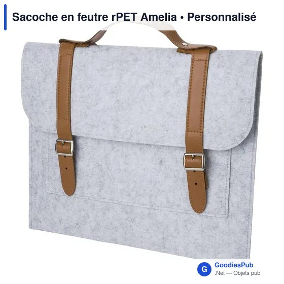Sacoche porte-documents personnalisable en feutre rPET Amelia avec logo - Image 2