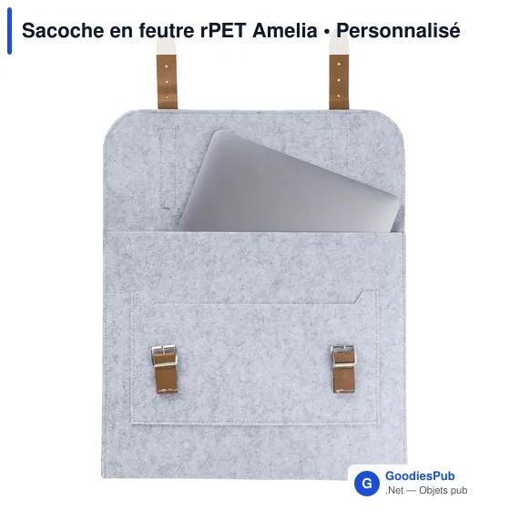 Sacoche porte-documents personnalisable en feutre rPET Amelia avec logo - Image 3