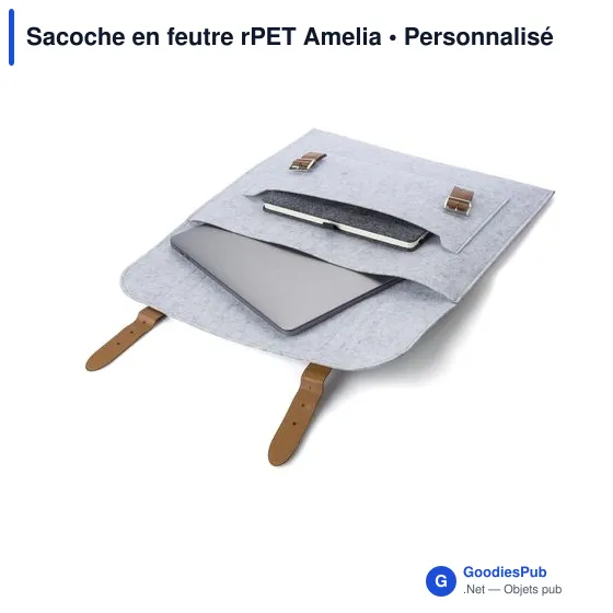 Sacoche porte-documents personnalisable en feutre rPET Amelia avec logo - Image 4