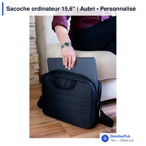 Sacoche ordinateur personnalisable 15,6" avec logo - Aubri - Image 2
