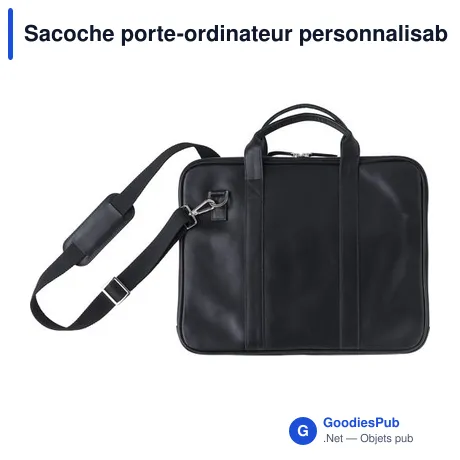 Sacoche porte-ordinateur personnalisable en cuir avec logo