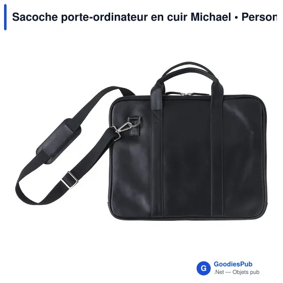 Sacoche porte-ordinateur personnalisable en cuir avec logo - Image 1