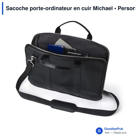 Sacoche porte-ordinateur personnalisable en cuir avec logo - Image 3