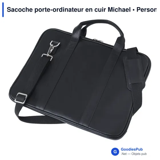 Sacoche porte-ordinateur personnalisable en cuir avec logo - Image 4