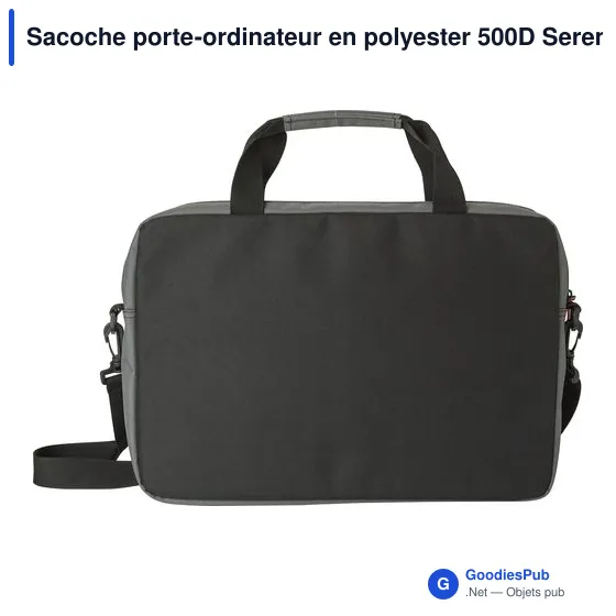 Sacoche porte-ordinateur personnalisable en polyester 500D - Serenavec logo - Image 3