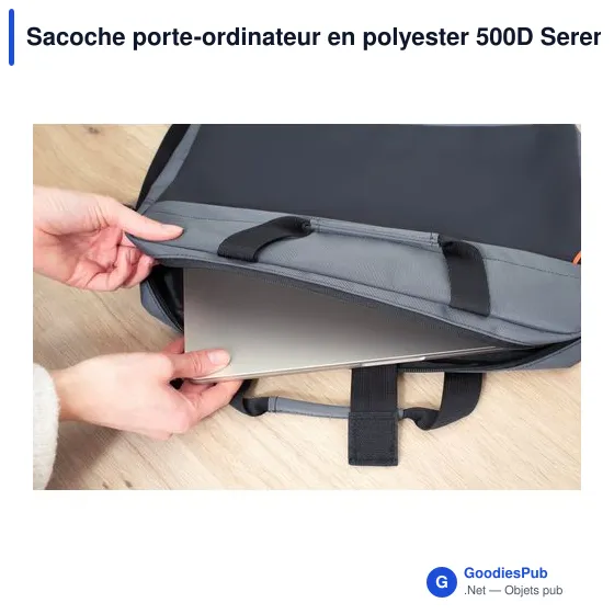 Sacoche porte-ordinateur personnalisable en polyester 500D - Serenavec logo - Image 9