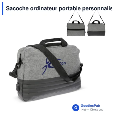 Sacoche ordinateur portable personnalisable 8 L grise avec logo - Addison