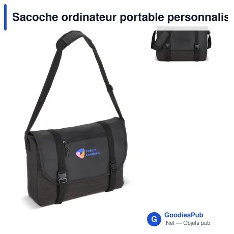 Sacoche ordinateur portable personnalisable en R-PET 12 L avec logo - Liam