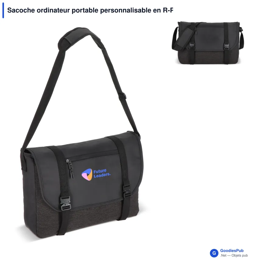 Sacoche ordinateur portable personnalisable en R-PET 12 L avec logo - Liam - Image 1