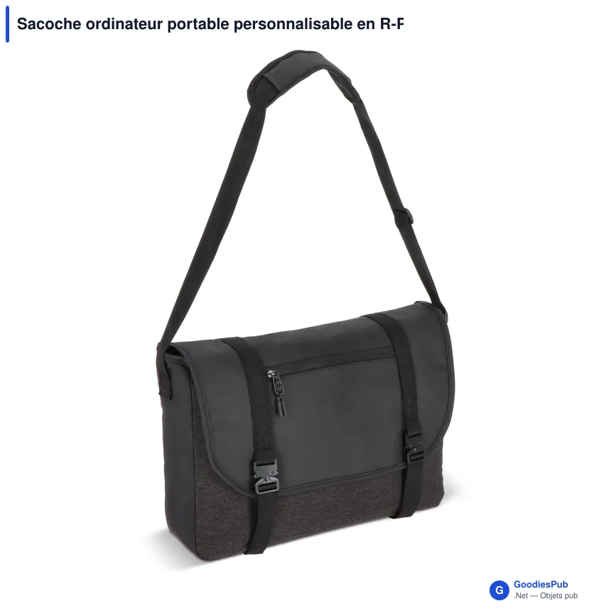 Sacoche ordinateur portable personnalisable en R-PET 12 L avec logo - Liam - Image 2
