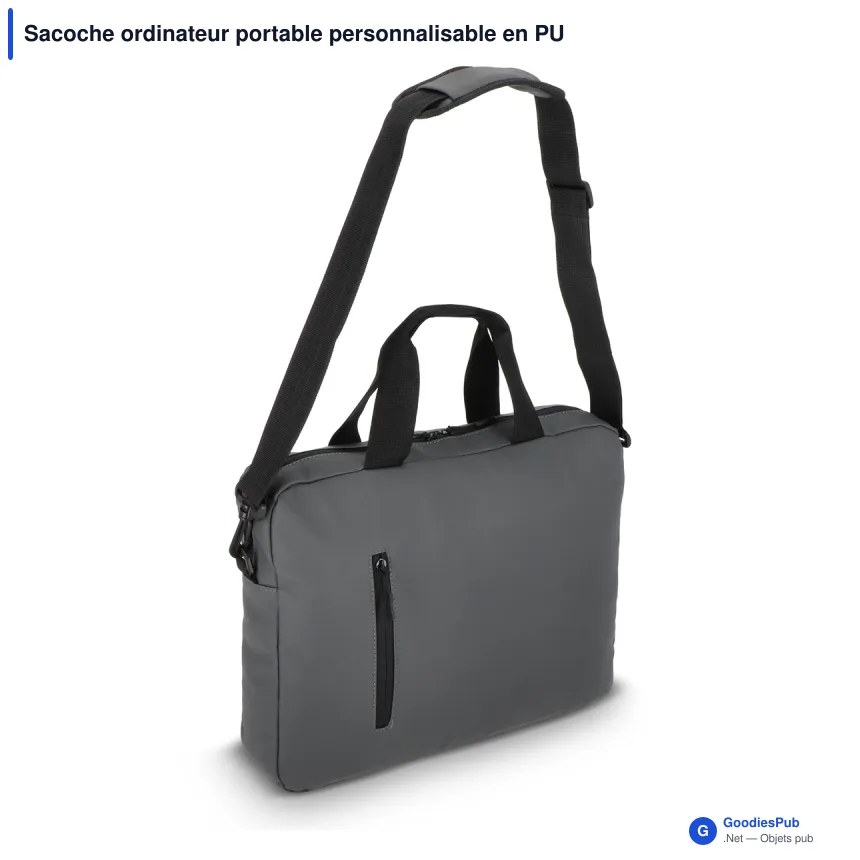 Sacoche ordinateur portable personnalisable en PU avec logo - SoMa - Image 2