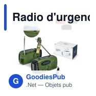 Radio d'urgence personnalisable solaire à manivelle avec logo - SafeSound - Miniature 1