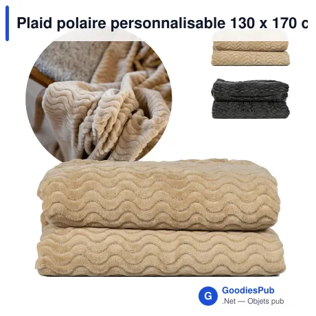 Plaid polaire personnalisable 130 x 170 cm en polyester - Sagaform Agnes
