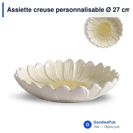 Assiette creuse personnalisable Ø 27 cm en dolomite blanche - Sagaform Dagny