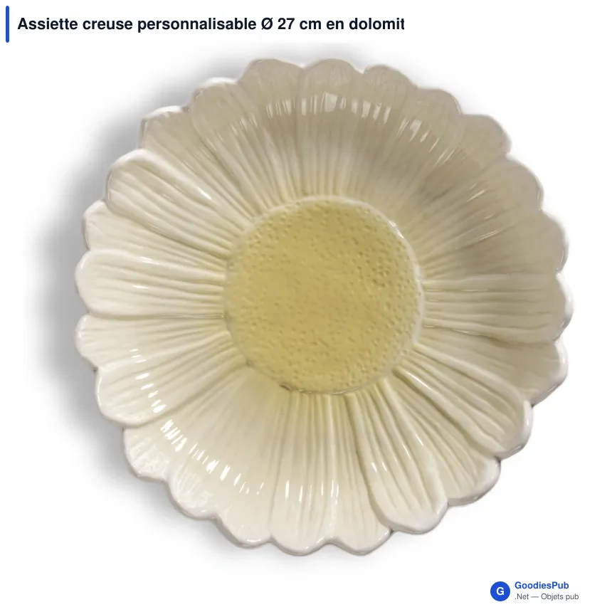 Assiette creuse personnalisable Ø 27 cm en dolomite blanche - Sagaform Dagny - Image 2