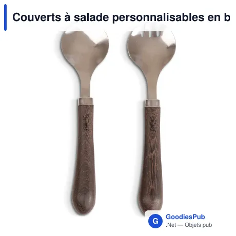Couverts à salade personnalisables en bois de wengé avec logo - Sagaform Astrid