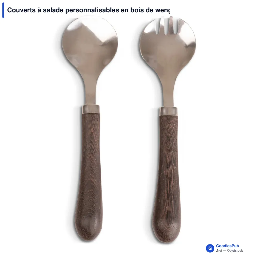 Couverts à salade personnalisables en bois de wengé avec logo - Sagaform Astrid - Image 2