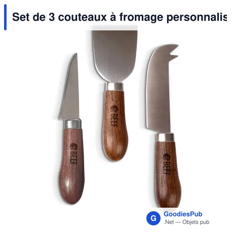 Set de 3 couteaux à fromage personnalisable en bois de wengé avec logo - Sagaform Astrid